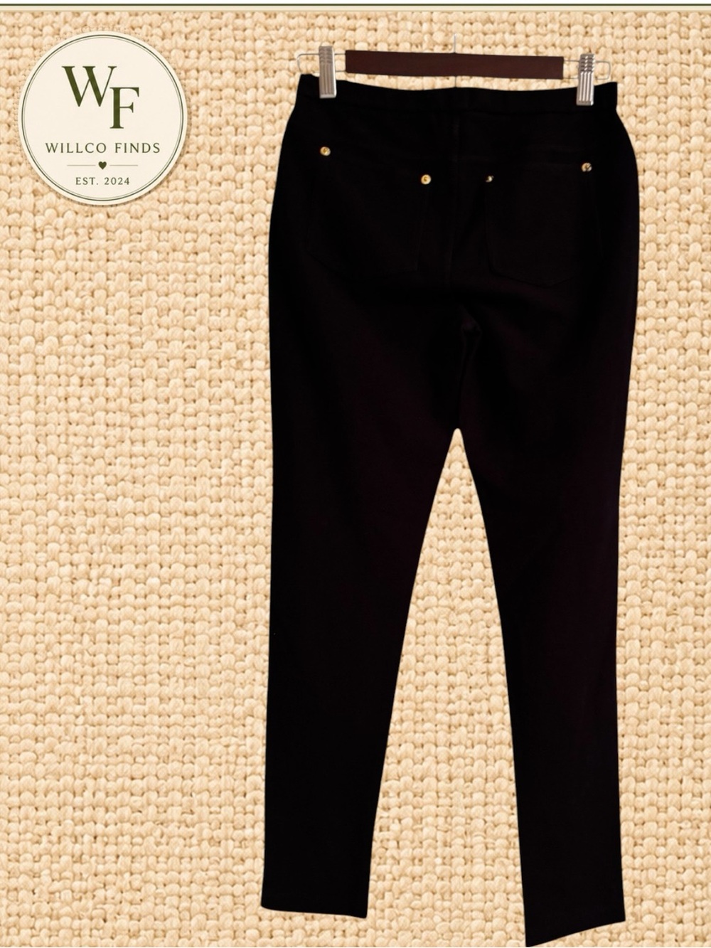 MICHAEL Michael Kors Women’s S Black Slim Straight Pants Gold Hardware Stretch
